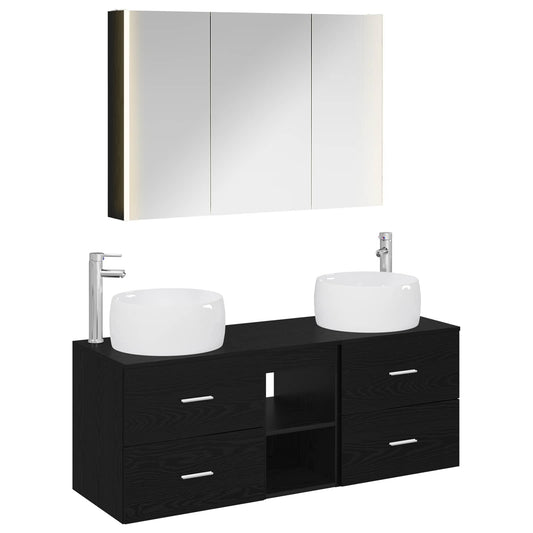 Bathroom Furniture Set 4 pcs Black Oak Bathroom Furniture Set 4 pcs Black Oak