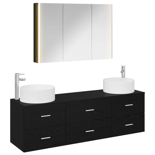 Bathroom Furniture Set 4 pcs Black Oak Bathroom Furniture Set 4 pcs Black Oak