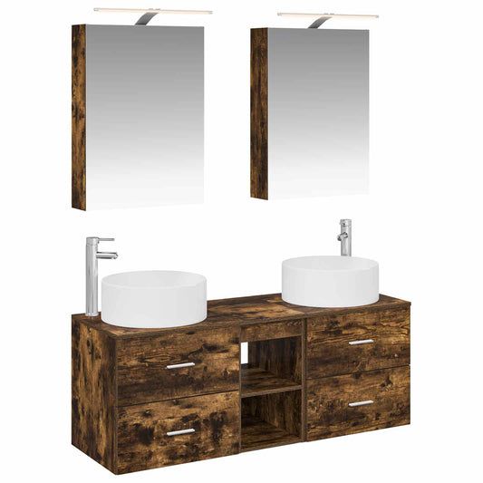 Bathroom Furniture Set 5 pcs Smoked Oak Bathroom Furniture Set 5 pcs Smoked Oak