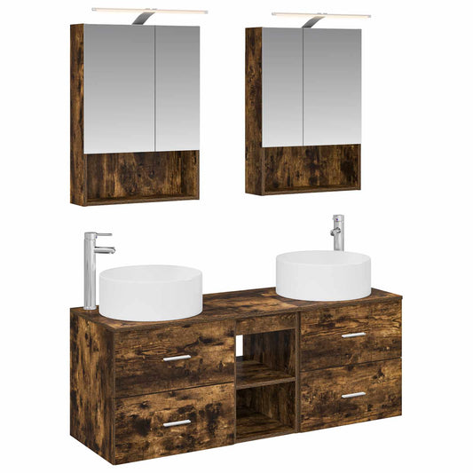 Bathroom Furniture Set 5 pcs Smoked Oak Bathroom Furniture Set 5 pcs Smoked Oak