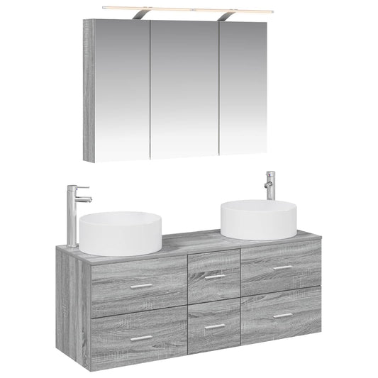 Bathroom Furniture Set 4 pcs Grey Sonoma 100 x 14.5 x 70 cm Bathroom Furniture Set 4 pcs Grey Sonoma 100 x 14.5 x 70 cm