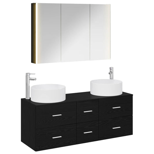 Bathroom Furniture Set 4 pcs Black Oak Bathroom Furniture Set 4 pcs Black Oak