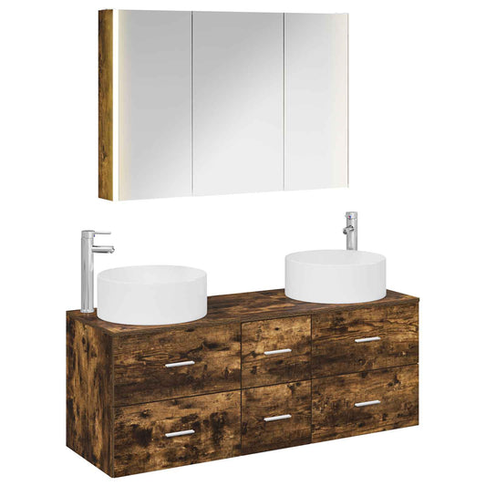 Bathroom Furniture Set 4 pcs Smoked Oak Bathroom Furniture Set 4 pcs Smoked Oak