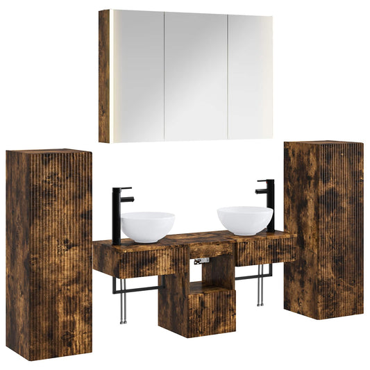 Bathroom Furniture Set 6 pcs Smoked Oak Bathroom Furniture Set 6 pcs Smoked Oak