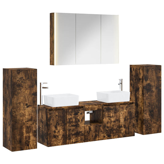 Bathroom Furniture Set 6 pcs Smoked Oak Bathroom Furniture Set 6 pcs Smoked Oak
