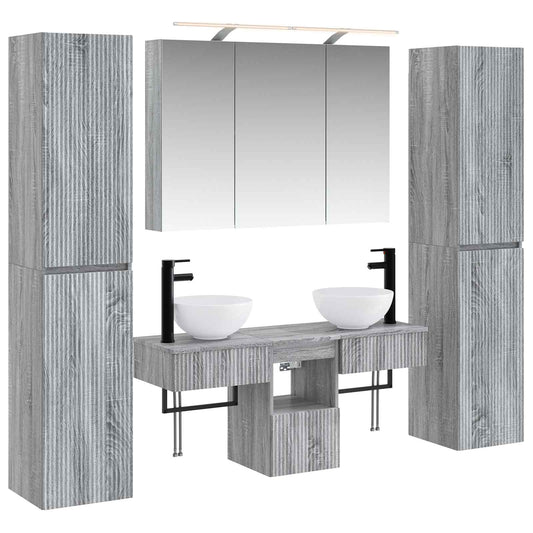Bathroom Furniture Set 6 pcs Grey Sonoma Bathroom Furniture Set 6 pcs Grey Sonoma