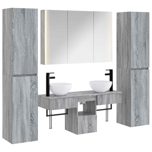 Bathroom Furniture Set 6 pcs Grey Sonoma Bathroom Furniture Set 6 pcs Grey Sonoma