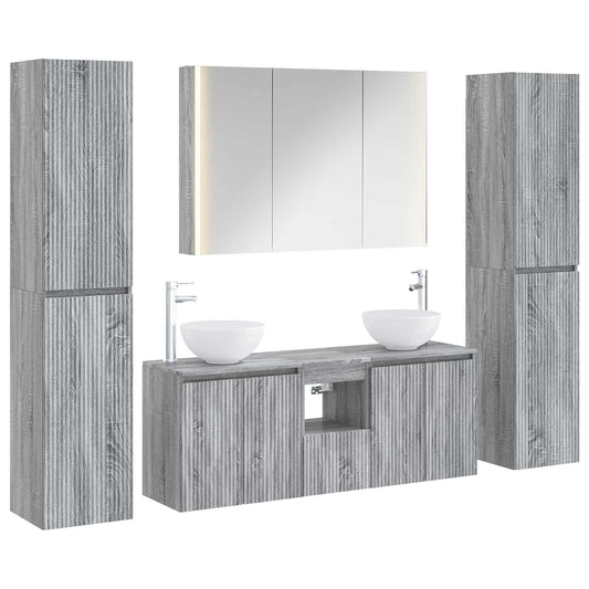Bathroom Furniture Set 6 pcs Grey Sonoma Bathroom Furniture Set 6 pcs Grey Sonoma