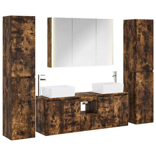 Bathroom Furniture Set 6 pcs Smoked Oak Bathroom Furniture Set 6 pcs Smoked Oak