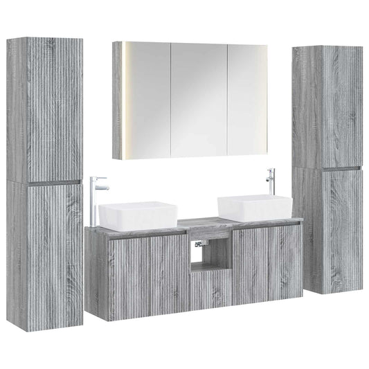 Bathroom Furniture Set 6 pcs Grey Sonoma Bathroom Furniture Set 6 pcs Grey Sonoma