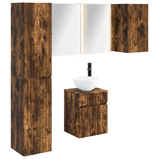 Bathroom Cabinet Set 5 pcs Smoked Oak Engineered Wood Bathroom Cabinet Set 5 pcs Smoked Oak Engineered Wood