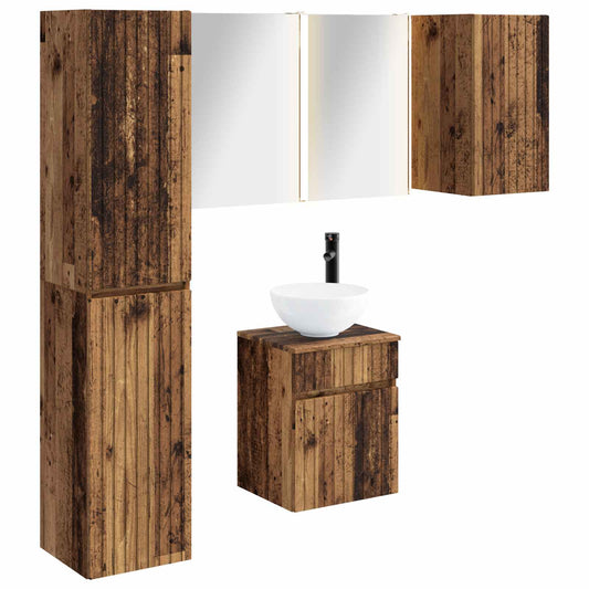 Bathroom Cabinet Set 5 pcs Old Wood Engineered Wood Bathroom Cabinet Set 5 pcs Old Wood Engineered Wood