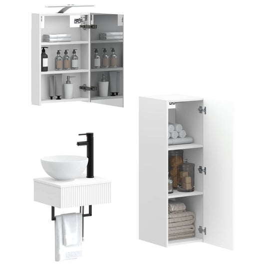 Bathroom Cabinet Set 4 pcs White 40 x 10.5 x 60.5 cm Bathroom Cabinet Set 4 pcs White 40 x 10.5 x 60.5 cm