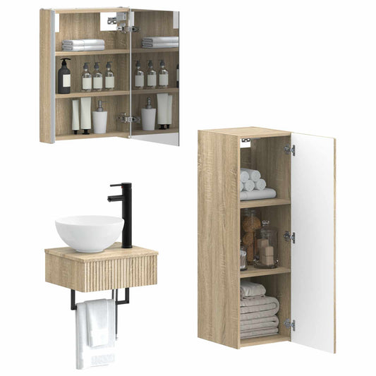 Bathroom Cabinet Set 4 pcs Sonoma Oak 43 x 11.5 x 60.5 cm Bathroom Cabinet Set 4 pcs Sonoma Oak 43 x 11.5 x 60.5 cm