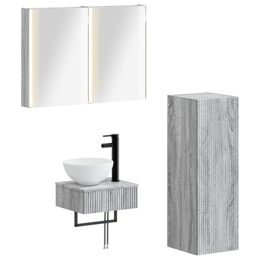 Bathroom Cabinet Set 4 pcs Grey Sonoma Engineered Wood Bathroom Cabinet Set 4 pcs Grey Sonoma Engineered Wood