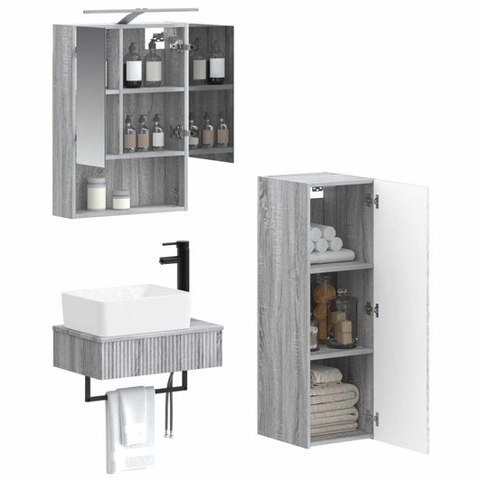 Bathroom Cabinet Set 4 pcs Grey Sonoma 50 x 14.5 x 70 cm Bathroom Cabinet Set 4 pcs Grey Sonoma 50 x 14.5 x 70 cm