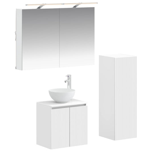 Bathroom Furniture Set 4 pcs White Engineered Wood and Glass Bathroom Furniture Set 4 pcs White Engineered Wood and Glass