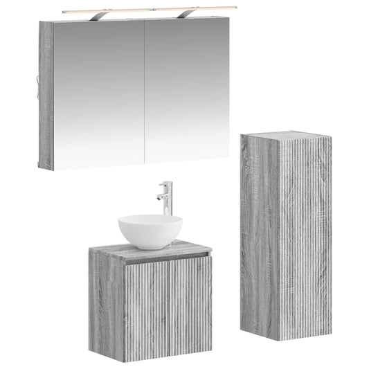 Bathroom Furniture Set 4 pcs Grey Sonoma Bathroom Furniture Set 4 pcs Grey Sonoma