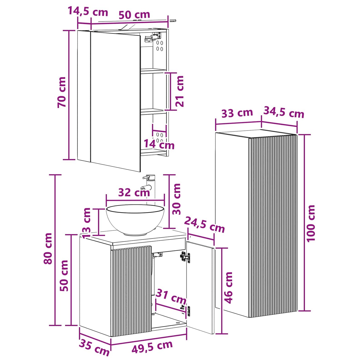 Bathroom Furniture Set 4 pcs Artisan Oak