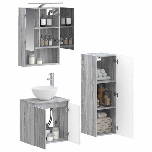 Bathroom Furniture Set 4 pcs Grey Sonoma Bathroom Furniture Set 4 pcs Grey Sonoma