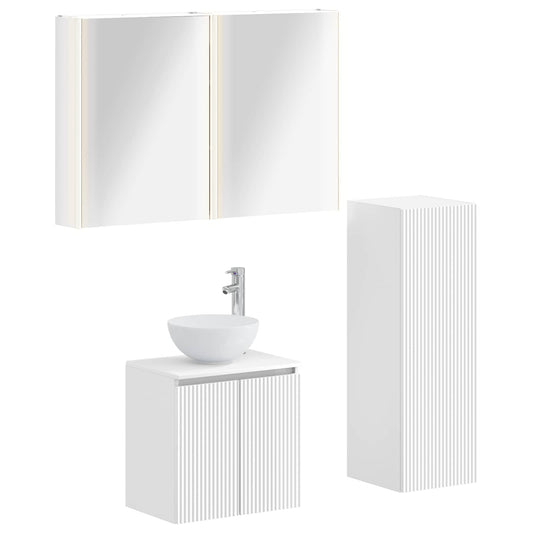 Bathroom Furniture Set 4 pcs White Engineered Wood and Glass Bathroom Furniture Set 4 pcs White Engineered Wood and Glass