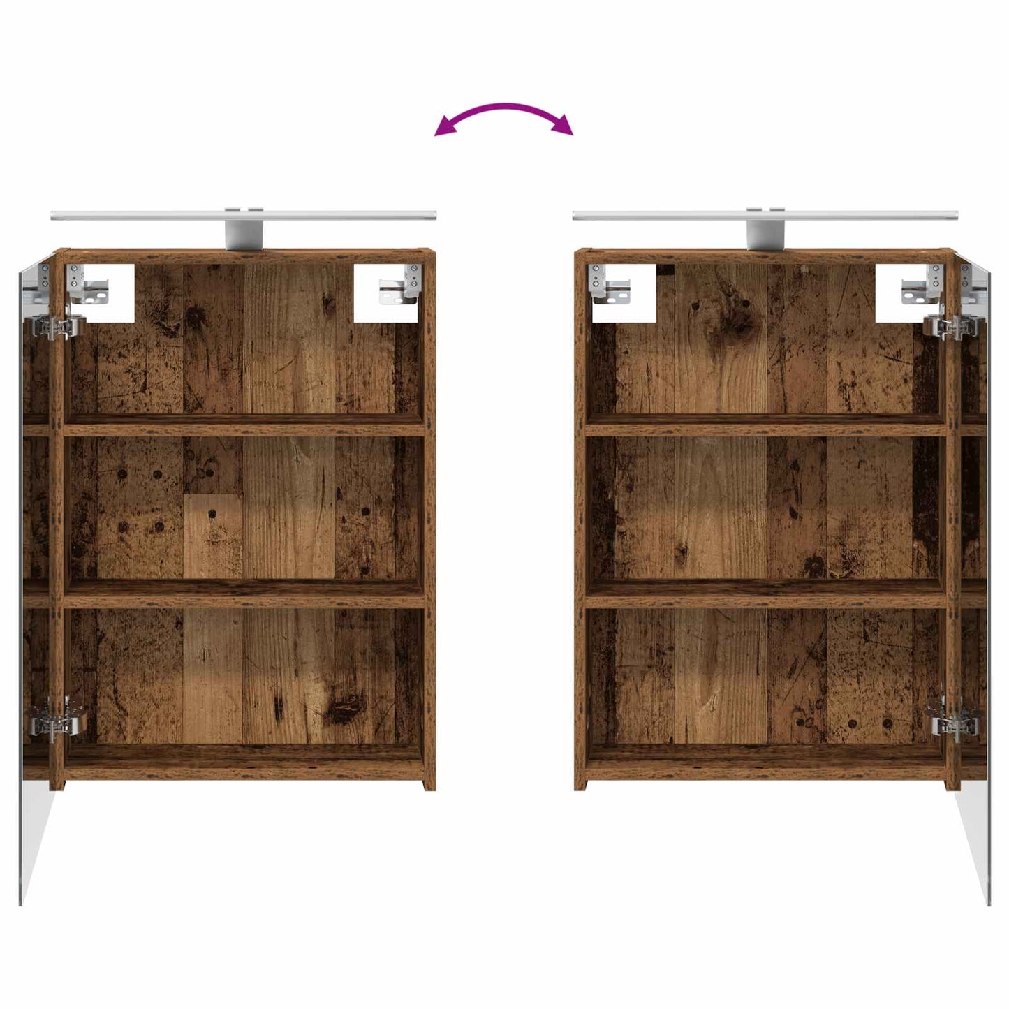 Bathroom Furniture Set 4 pcs Old Wood Engineered Wood and Glass