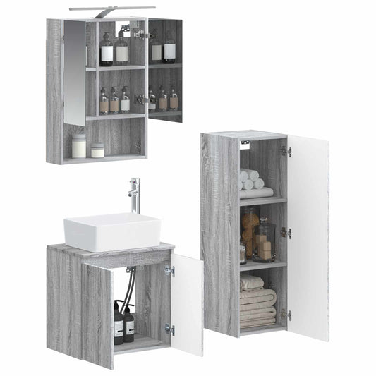 Bathroom Furniture Set 4 pcs Grey Sonoma Bathroom Furniture Set 4 pcs Grey Sonoma