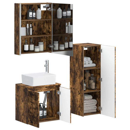 Bathroom Furniture Set 4 pcs Smoked Oak Bathroom Furniture Set 4 pcs Smoked Oak