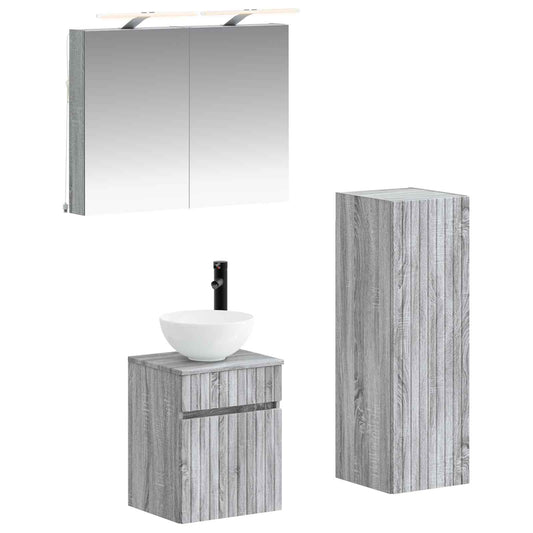Bathroom Furniture Set 4 pcs Grey Sonoma Bathroom Furniture Set 4 pcs Grey Sonoma