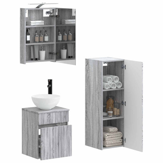 Bathroom Furniture Set 4 pcs Grey Sonoma Bathroom Furniture Set 4 pcs Grey Sonoma