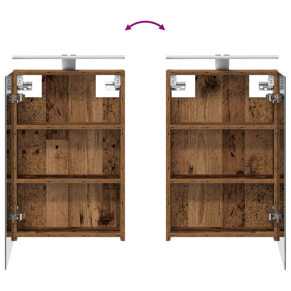 Bathroom Furniture Set 4 pcs Old Wood Engineered Wood and Glass