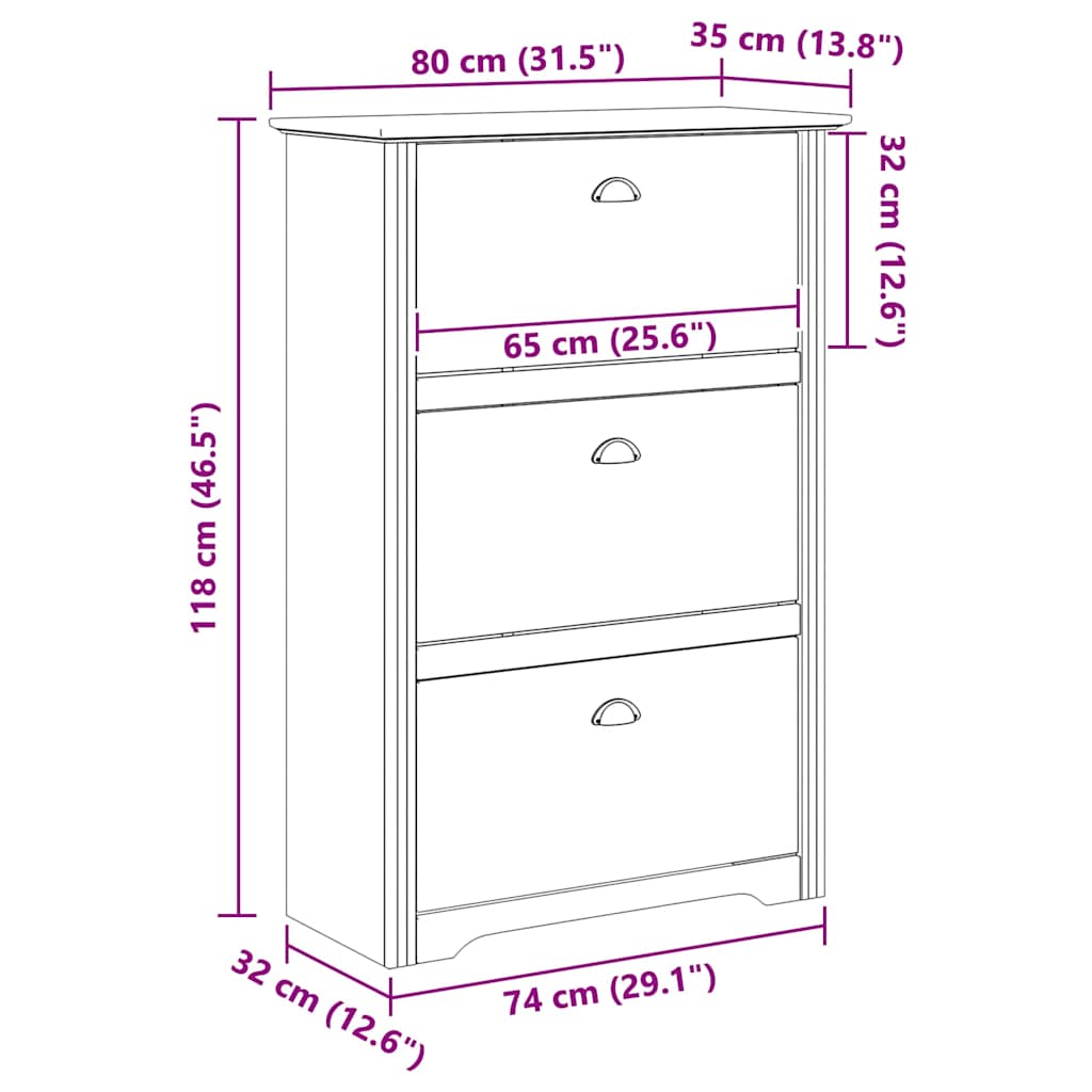 Shoe Rack BODO Honey Brown 80 x 35 x 118 cm Engineered Wood