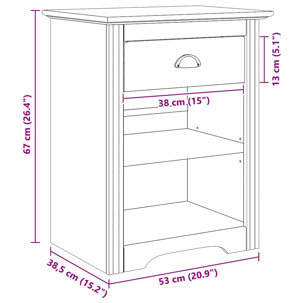 Bedside Cabinet with Drawer BODO Honey Brown 53 x 38.5 x 67 cm
