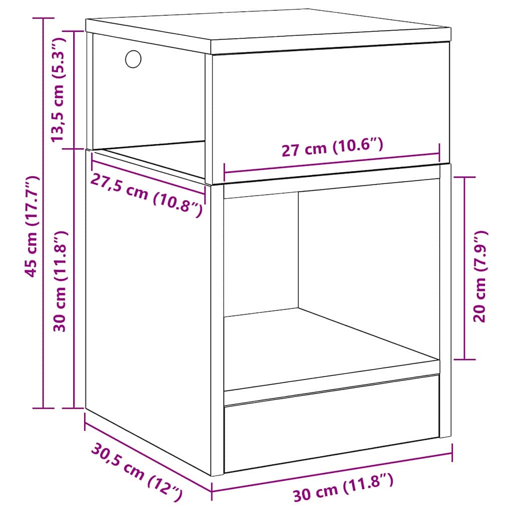 End Table Smoked Oak 30.5 x 30 x 45 cm Engineered Wood