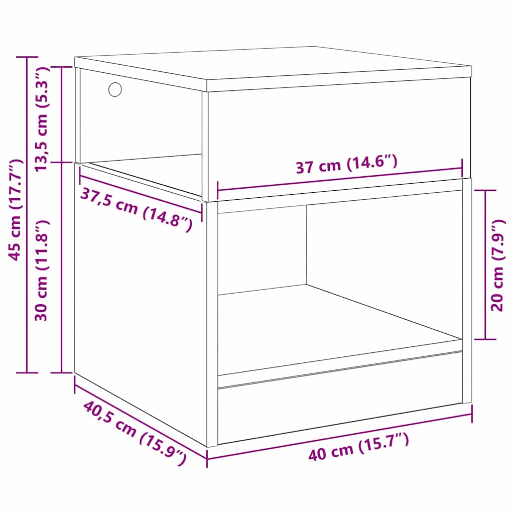 End Table Smoked Oak 40.5 x 40 x 45 cm Engineered Wood