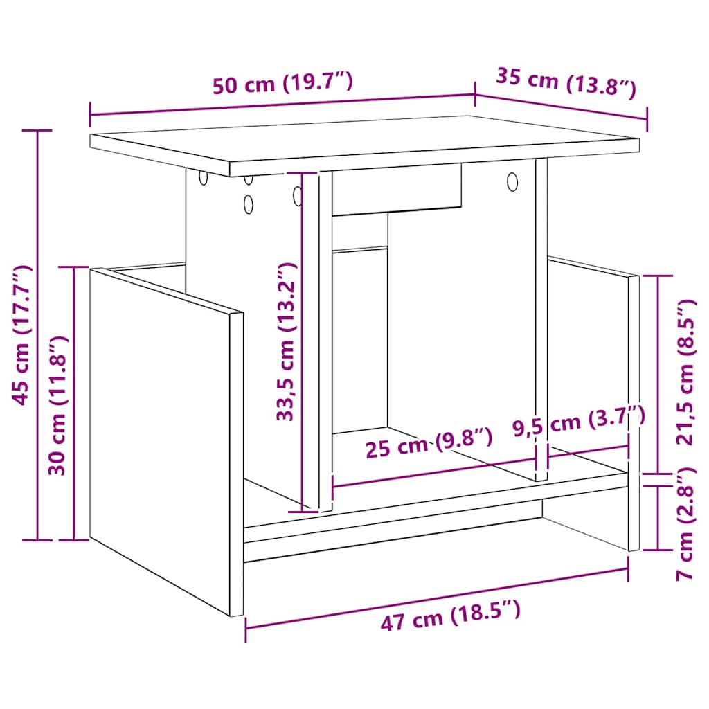 TV Stand 50 x 35 x 45 cm Smoked Oak Engineered Wood