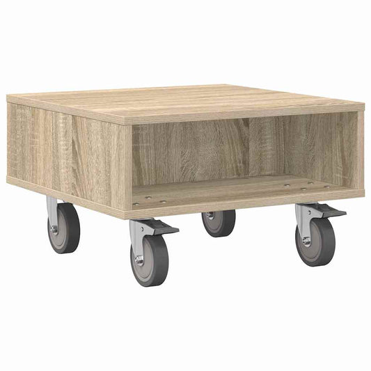 Side Table with Wheels Sonoma Oak 50.5 x 50 x 30 cm Side Table with Wheels Sonoma Oak 50.5 x 50 x 30 cm