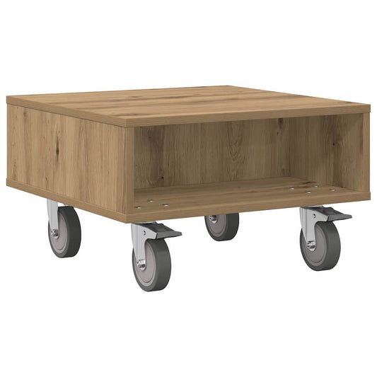 Side Table with Wheels Artisan Oak 50.5 x 50 x 30 cm Side Table with Wheels Artisan Oak 50.5 x 50 x 30 cm