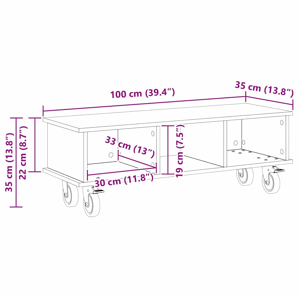 TV Stand White 100 x 35 x 35 cm Engineered Wood