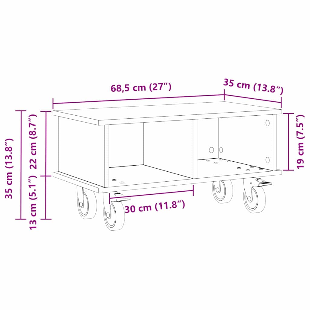 TV Stand Old Wood 68.5 x 35 x 35 cm Engineered Wood