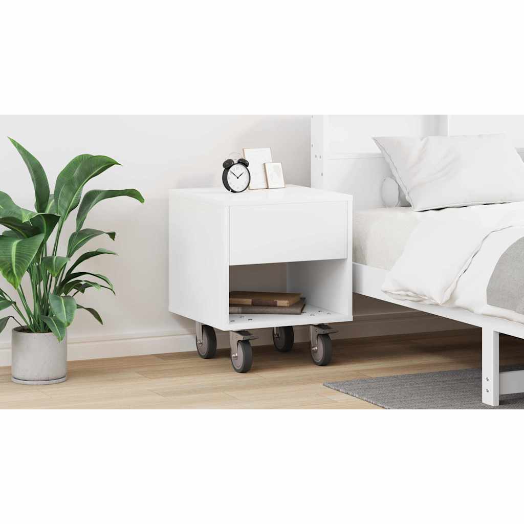 Bedside Table White 40.5 x 40 x 48 cm Engineered Wood