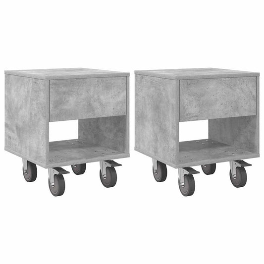 Bedside Table 2 pcs Concrete Grey 40.5 x 40 x 48 cm Bedside Table 2 pcs Concrete Grey 40.5 x 40 x 48 cm