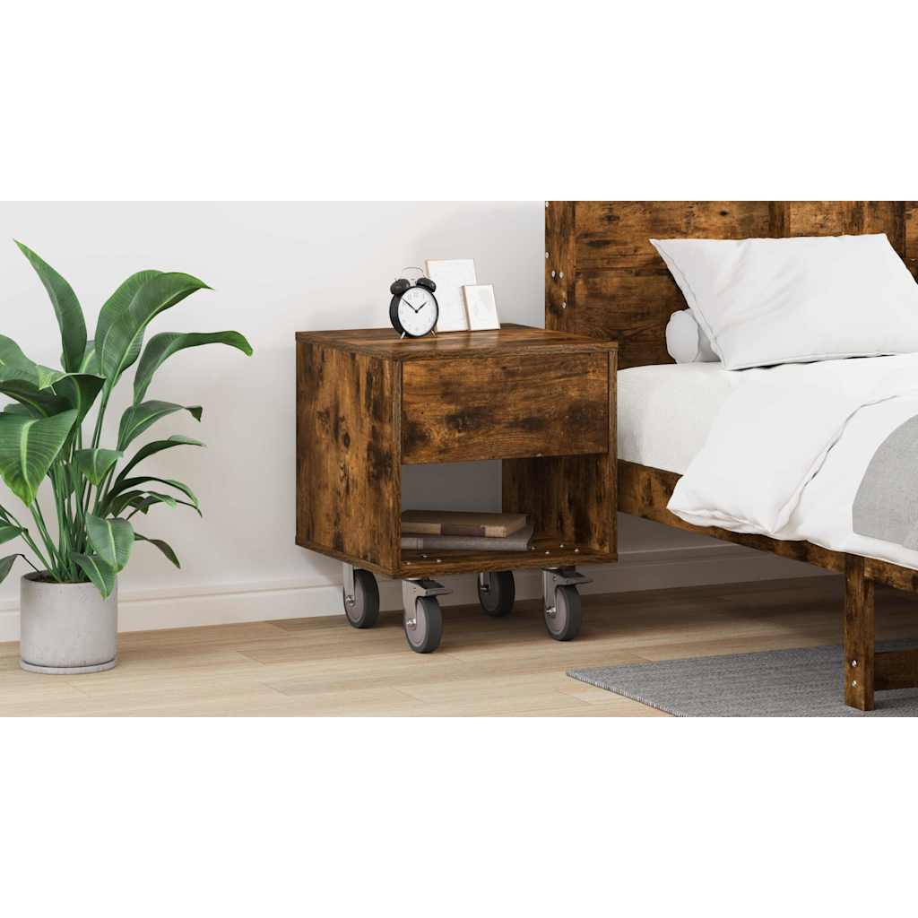 Bedside Table Smoked Oak 40.5 x 40 x 48 cm Engineered Wood