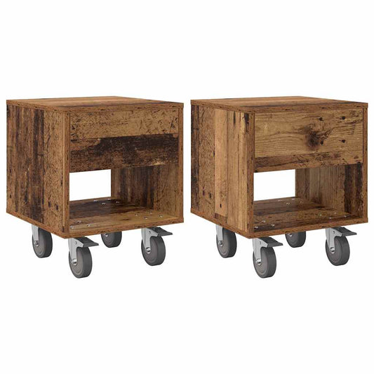 Bedside Table 2 pcs Old Wood 40.5 x 40 x 48 cm Engineered Wood Bedside Table 2 pcs Old Wood 40.5 x 40 x 48 cm Engineered Wood