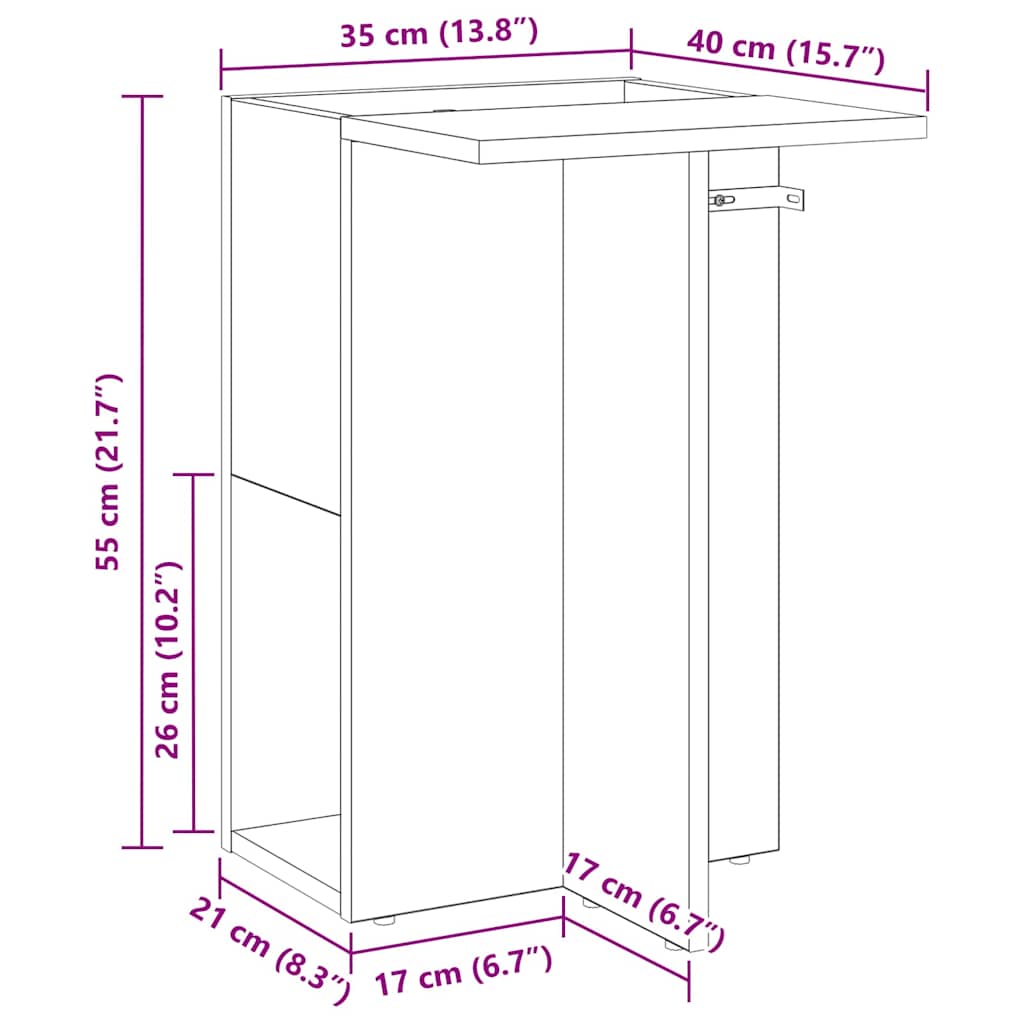 End Table Grey Sonoma 35 x 40 x 55 cm Engineered Wood