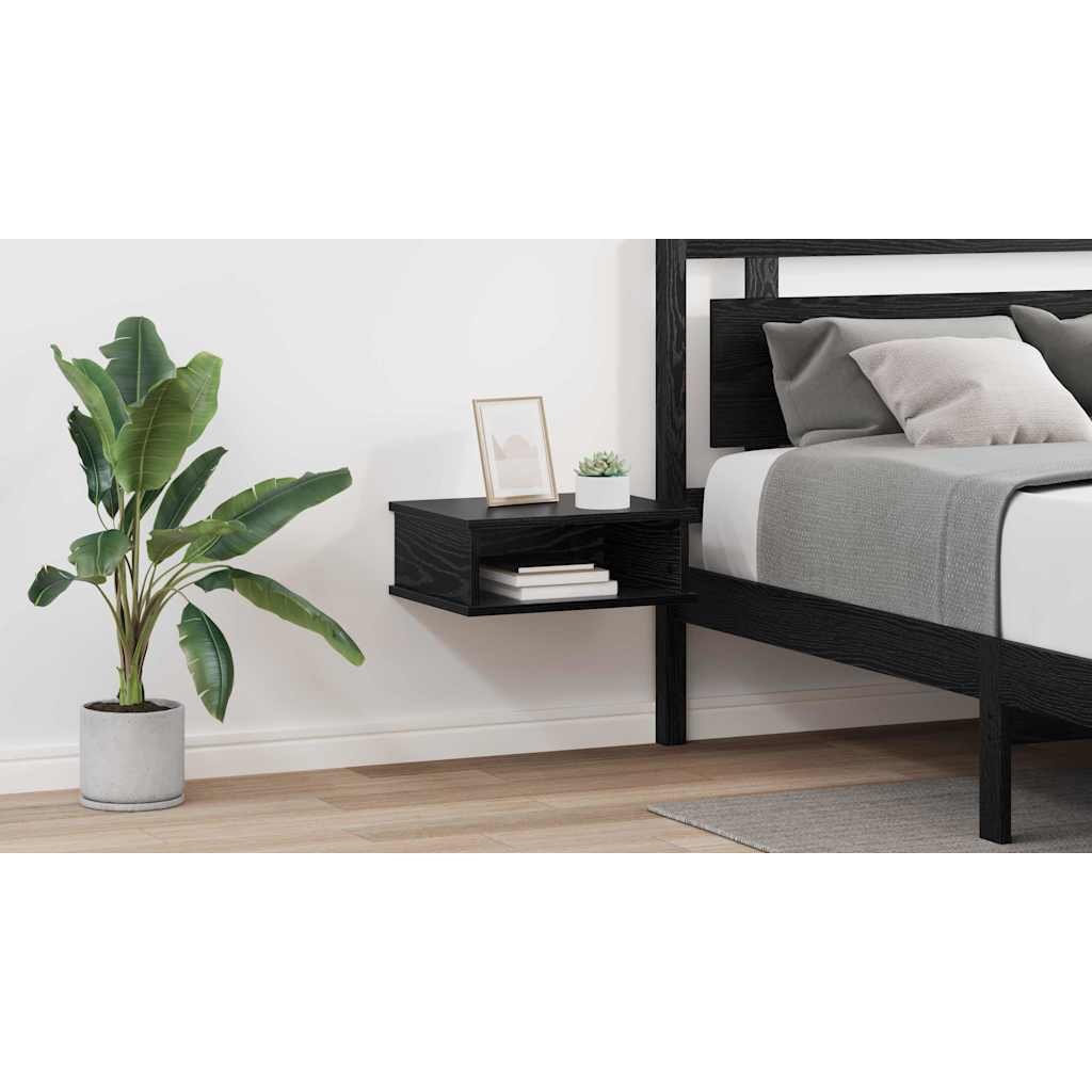 Bedside Table 2 pcs Black Oak 40 x 31 x 15 cm Engineered Wood