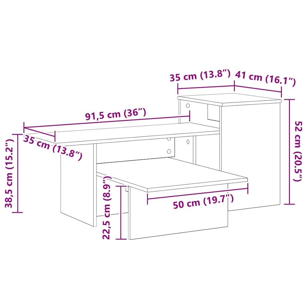 Console Table Sonoma Oak 91.5 x 35 x 38.5 cm Engineered Wood
