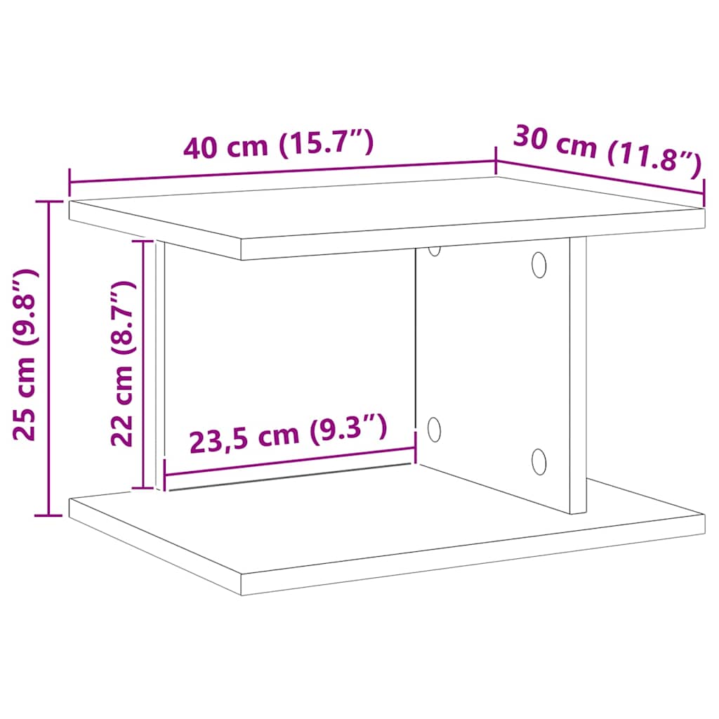 Bedside Table Grey Sonoma 40 x 30 x 25 cm Engineered Wood