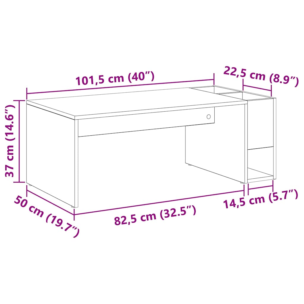 Coffee Table Grey Sonoma 101.5 x 50 x 37 cm Engineered Wood