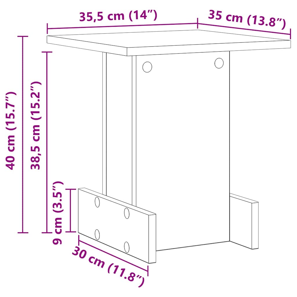 End Table Old Wood 35.5 x 35 x 40 cm Engineered Wood